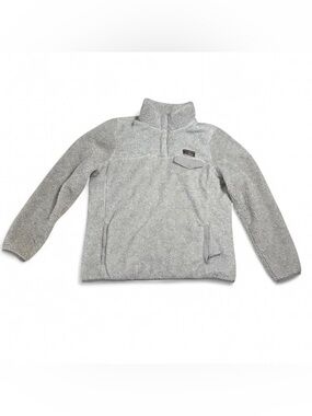 L.L. Bean Gray Sherpa Fleece Pullover Snap Neck Jacket L